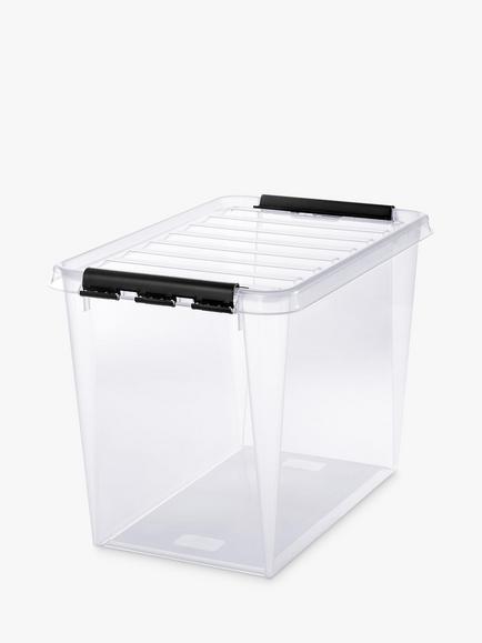 SmartStore Classic Plastic Storage Box with Lid, 66L, Clear