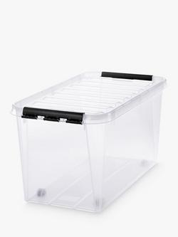 SmartStore Classic Plastic Storage Box with Lid, 70L, Clear