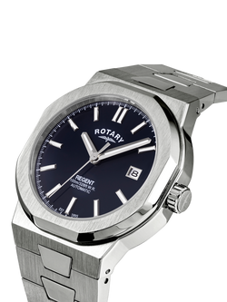 Rotary Men's Regent Automatic Date Bracelet Strap Watch - view 2, Silver/Blue