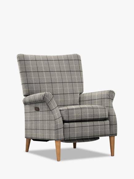 Parker Knoll Classic Motion Recliner High Back Armchair, Berwick Check Grey