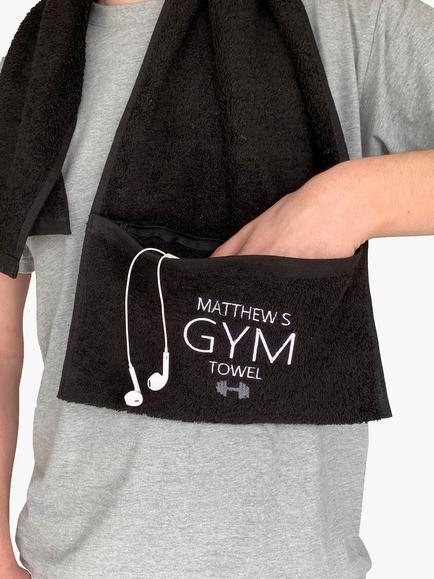 Solesmith Personalised Cotton Gym Towel - view 2, Black