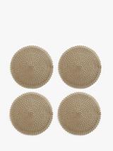 John Lewis Round Braided Scallop Edge Placemats, Set of 4, Natural