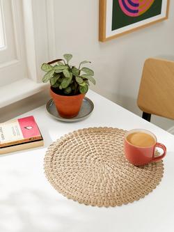 John Lewis ANYDAY Round Braided Scallop Edge Placemats, Set of 4, Natural - view 2, Natural