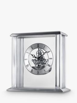 Acctim Vermont Roman Numeral Analogue Quartz Skeleton Mantel Clock, 15cm, Silver, Silver