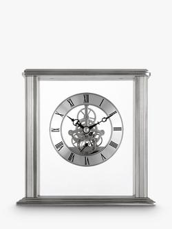 Acctim Vermont Roman Numeral Analogue Quartz Skeleton Mantel Clock, 15cm, Silver - view 2, Silver