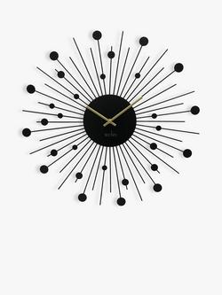 Acctim Brielle Metal Analogue Quartz Wall Clock, 50cm, Black