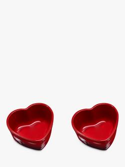 Le Creuset Stoneware Heart Ramekins, Set of 2, Red, Red