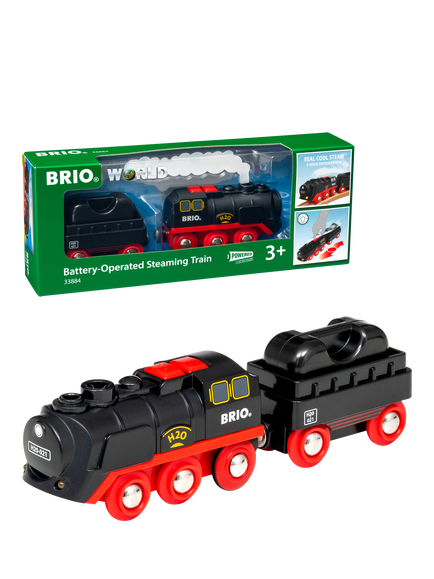 BRIO World Battery-Operated Steaming Train, Black