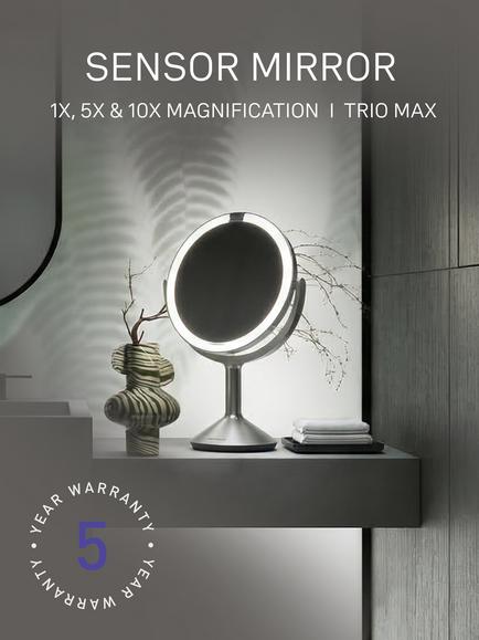 Simplehuman Sensor Beauty Trio Max Mirror, Brushed Stainless Steel - view 2, Silver Grey