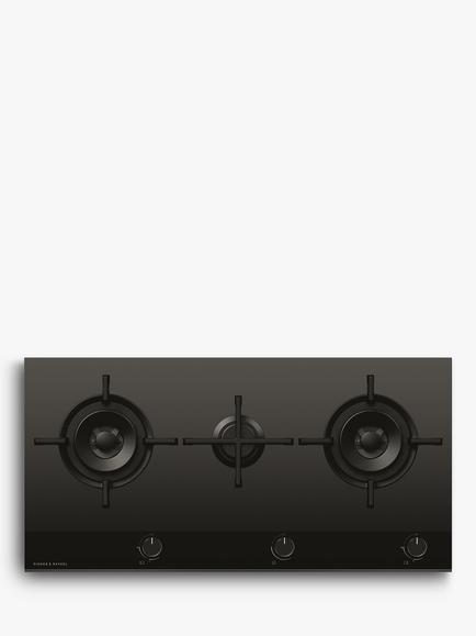 Fisher & Paykel Series 9 Minimal CG903DNGGB4 90cm Gas Hob, Black Glass, Black Glass