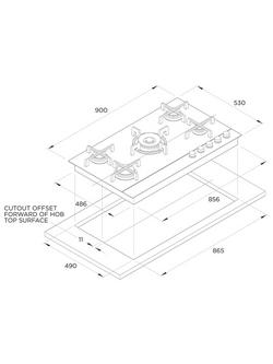 Fisher & Paykel Series 9 Minimal CG905DLPGB4 90cm LPG Gas Hob, Black Glass - view 2, Black Glass