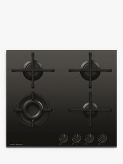 Fisher & Paykel Series 9 Minimal CG604DNGGB4 60cm Gas Hob, Black Glass, Black Glass