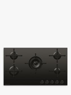 Fisher & Paykel Series 9 Minimal CG905DNGGB4 90cm Gas Hob, Black Glass, Black Glass