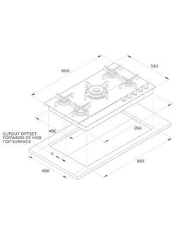 Fisher & Paykel Series 9 Minimal CG905DNGGB4 90cm Gas Hob, Black Glass - view 2, Black Glass