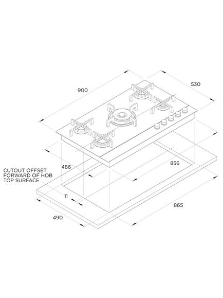 Fisher & Paykel Series 9 Minimal CG905DNGGB4 90cm Gas Hob, Black Glass - view 2, Black Glass