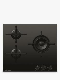 Fisher & Paykel Series 9 Minimal CG603DLPGB4 60cm LPG Gas Hob, Black Glass, Black Glass