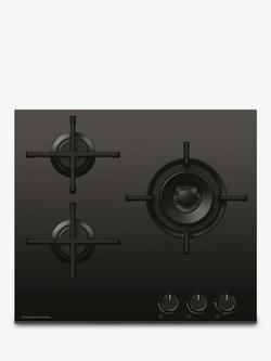 Fisher & Paykel Series 9 Minimal CG603DNGGB4 60cm Gas Hob, Black Glass, Black Glass