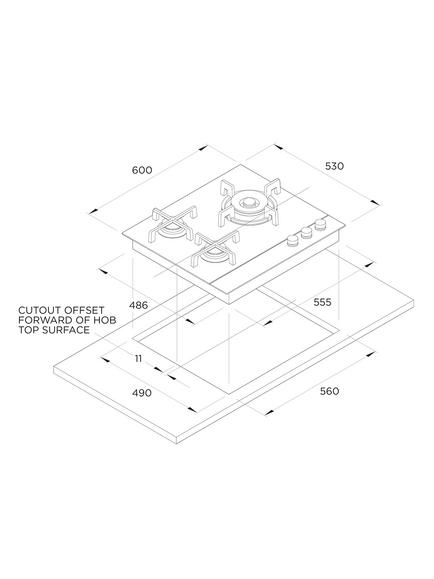 Fisher & Paykel Series 9 Minimal CG603DNGGB4 60cm Gas Hob, Black Glass - view 2, Black Glass