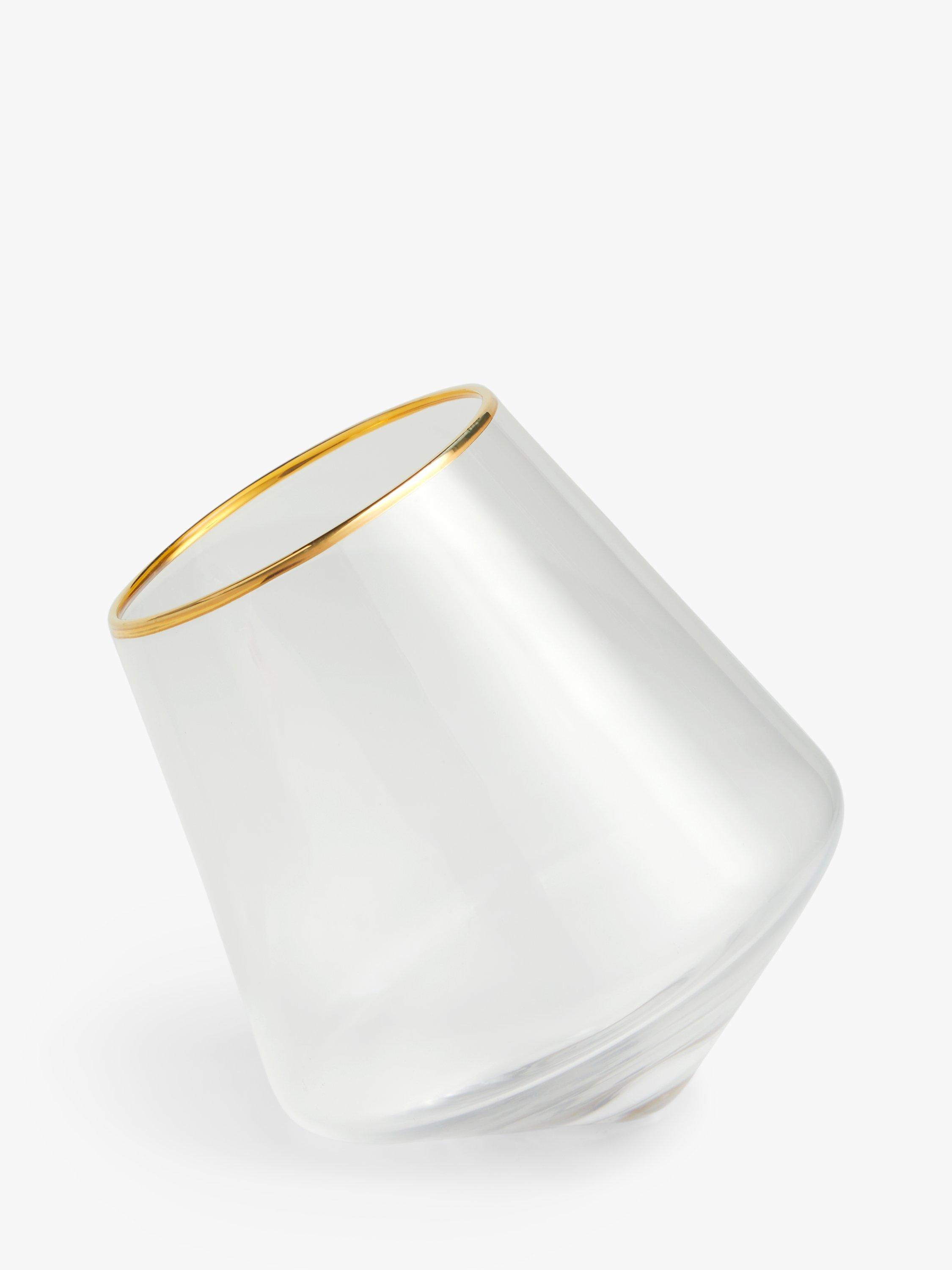 John Lewis Rocking Whiskey Glass, 300ml, Clear/Gold