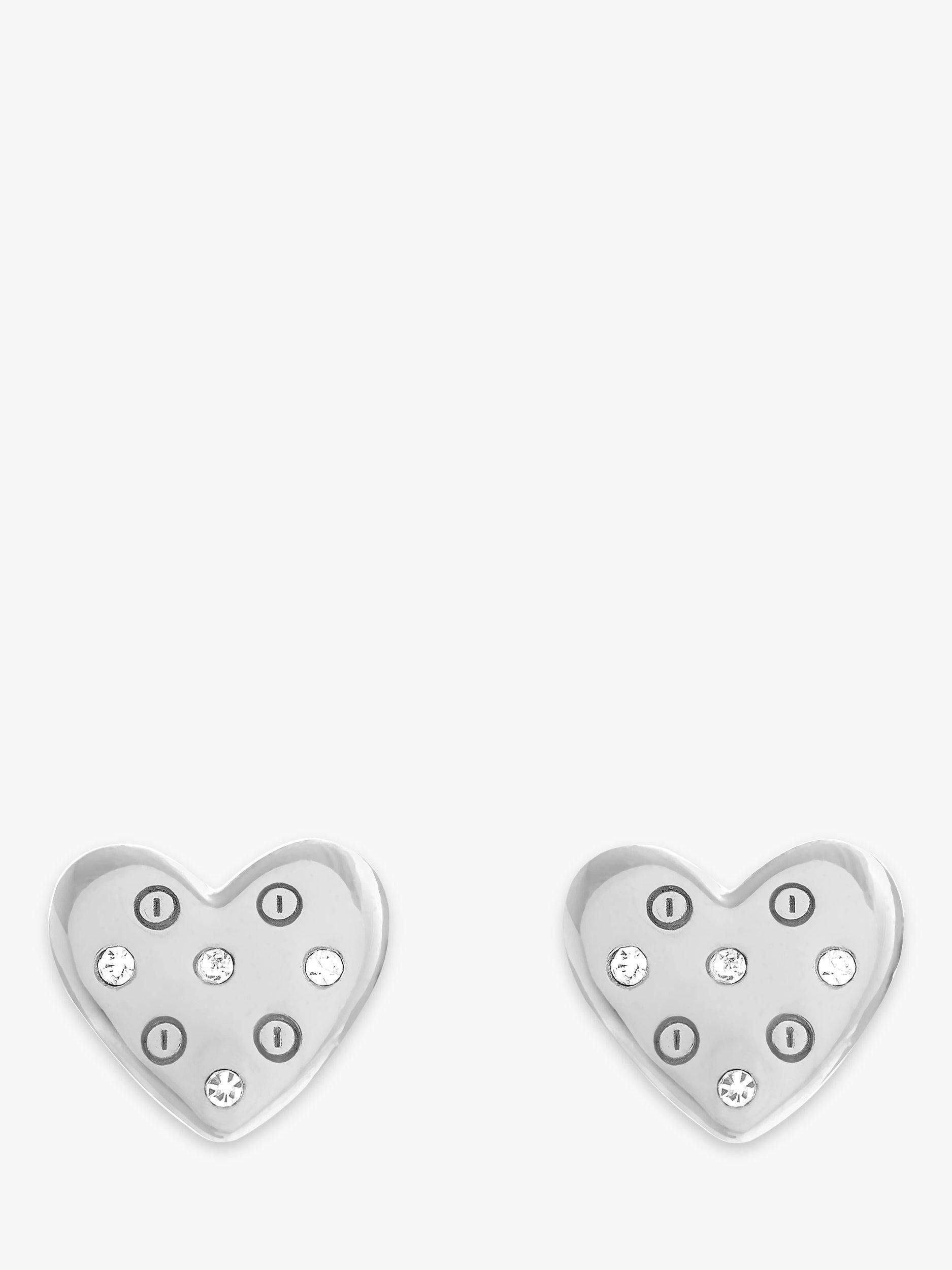 Olivia Burton Crystal Heart Stud Earrings, Silver OBJSAE01