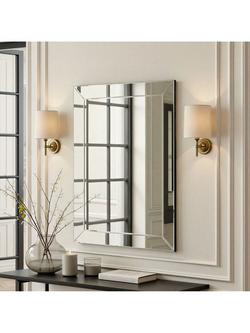 Yearn Bevelled Mitre Glass Rectangular Frame Wall Mirror, Clear/Black, Clear/Black