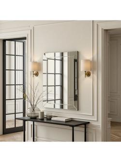 Yearn Bevelled Mitre Glass Rectangular Frame Wall Mirror, Clear/Black - view 2, Clear/Black