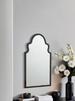 Yearn Moroc Decorative Wood Frame Wall Mirror, 98 x 52cm, Black, Black