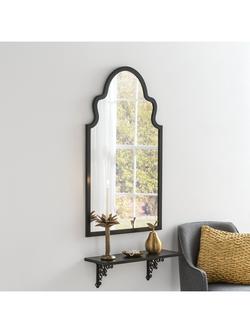 Yearn Moroc Decorative Wood Frame Wall Mirror, 98 x 52cm, Black - view 2, Black