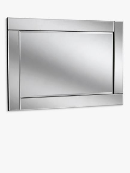 Yearn Bevelled Glass Rectangular Frame Wall Mirror, 90 x 60cm, Clear/Black, Clear/Black