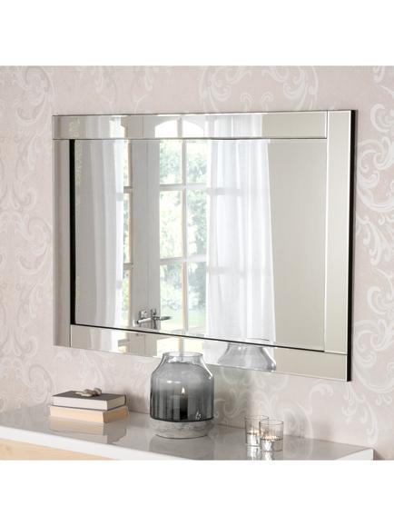 Yearn Bevelled Glass Rectangular Frame Wall Mirror, 90 x 60cm, Clear/Black - view 2, Clear/Black