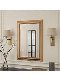 Yearn Ribbed Beaded Frame Rectangular Wall Mirror, 94 x 69cm, Gold, Gold