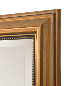 Yearn Ribbed Beaded Frame Rectangular Wall Mirror, 94 x 69cm, Gold - view 2, Gold