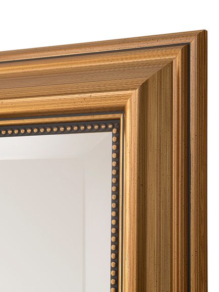 Yearn Ribbed Beaded Frame Rectangular Wall Mirror, 94 x 69cm, Gold - view 2, Gold