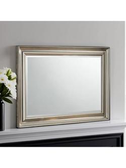 Yearn Ribbed Frame Rectangular Wall Mirror, 69 x 94cm, Silver, Silver
