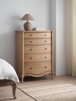 John Lewis Louis 5 Drawer Chest, Oak - view 2, Oak