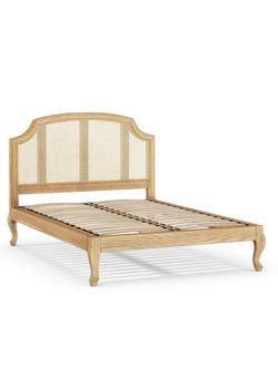 John Lewis Louis Woven Rattan Bed Frame, Double, Oak, Oak