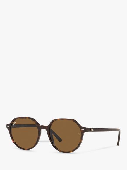 Ray-Ban RB2195 Unisex Thalia Polarised Tortoiseshell Square Sunglasses, Havana, Havana