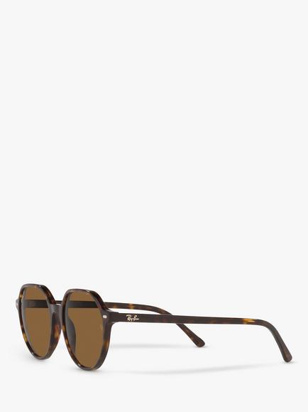 Ray-Ban RB2195 Unisex Thalia Polarised Tortoiseshell Square Sunglasses, Havana - view 2, Havana