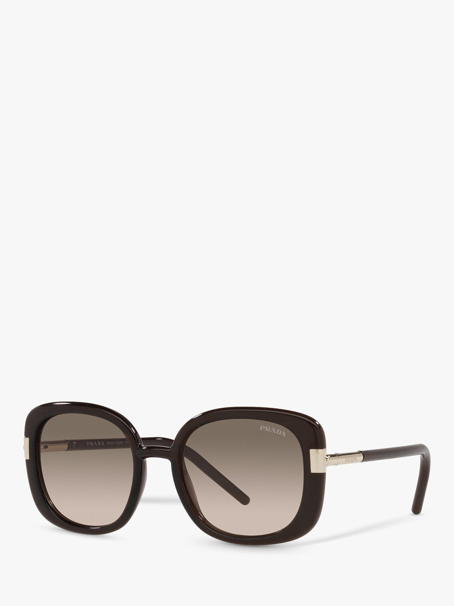 Prada PR 04WS Women's Oversized Round Sunglasses, Dark Brown Crystal