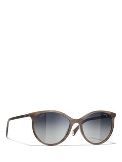 CHANEL Oval Sunglasses CH5448 Grey Horn/Grey Gradient, Grey Horn/Grey Gradient