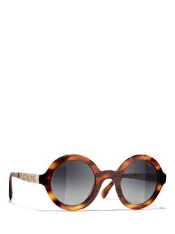 CHANEL Round Sunglasses CH5441 Striped Brown/Grey Gradient, Striped Brown/Grey Gradient