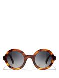 CHANEL Round Sunglasses CH5441 Striped Brown/Grey Gradient