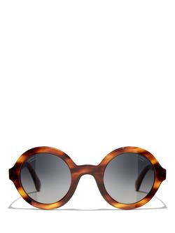 CHANEL Round Sunglasses CH5441 Striped Brown/Grey Gradient - view 2, Striped Brown/Grey Gradient
