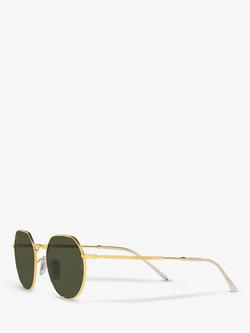 Ray-Ban RB3565 Jack Unisex Metal Hexagonal Sunglasses, Legend Gold/Classic Green - view 2, Legend Gold/Classic Green