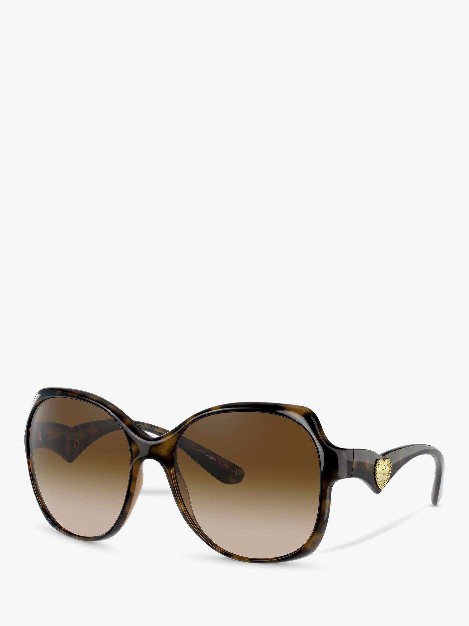 Dolce & Gabbana DG6154 Women's Butterfly Sunglasses, Dark Havana/Brown Gradient