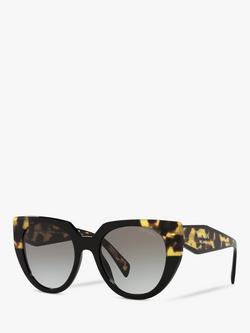 Prada PR 14WS Women's Cat's Eye Sunglasses, Black Medium Tortoise/Grey Gradient
