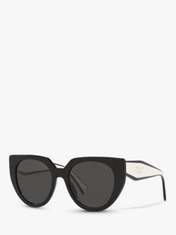 Prada PR 14WS Women's Cat's Eye Sunglasses, Black Chalk/Black, Black Chalk/Black