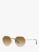 Ray-Ban RB3565 Jack Unisex Metal Hexagonal Sunglasses, Legend Gold