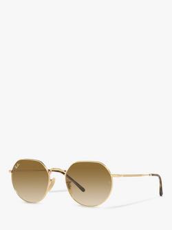 Ray-Ban RB3565 Jack Unisex Metal Hexagonal Sunglasses, Arista Gold/Light Brown Gradient
