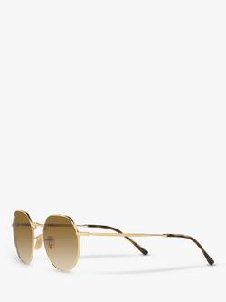 Ray-Ban RB3565 Jack Unisex Metal Hexagonal Sunglasses - view 2, Arista Gold/Light Brown Gradient